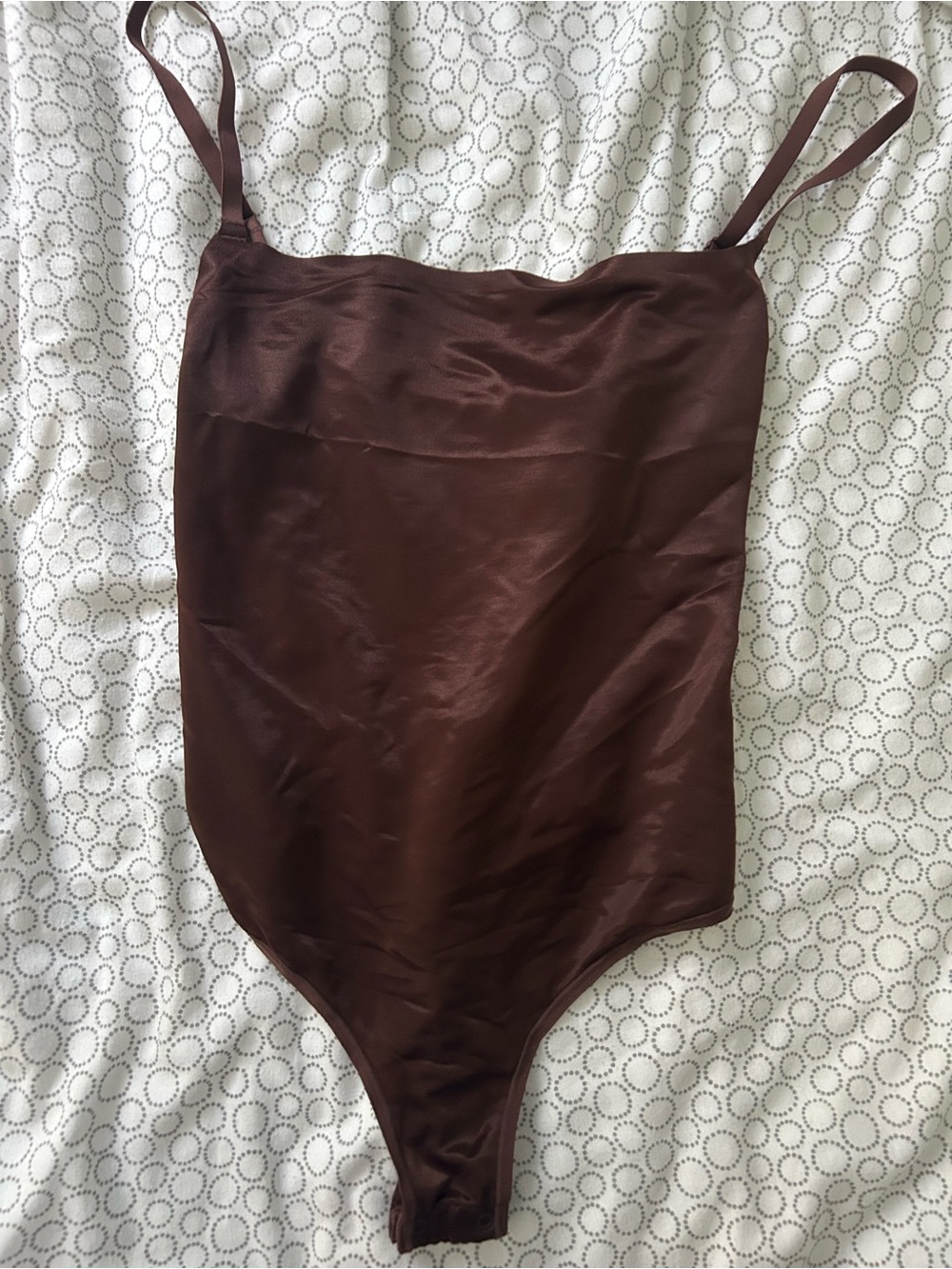 SKIMS Brown Satin Slip Dress with Thin Straps
